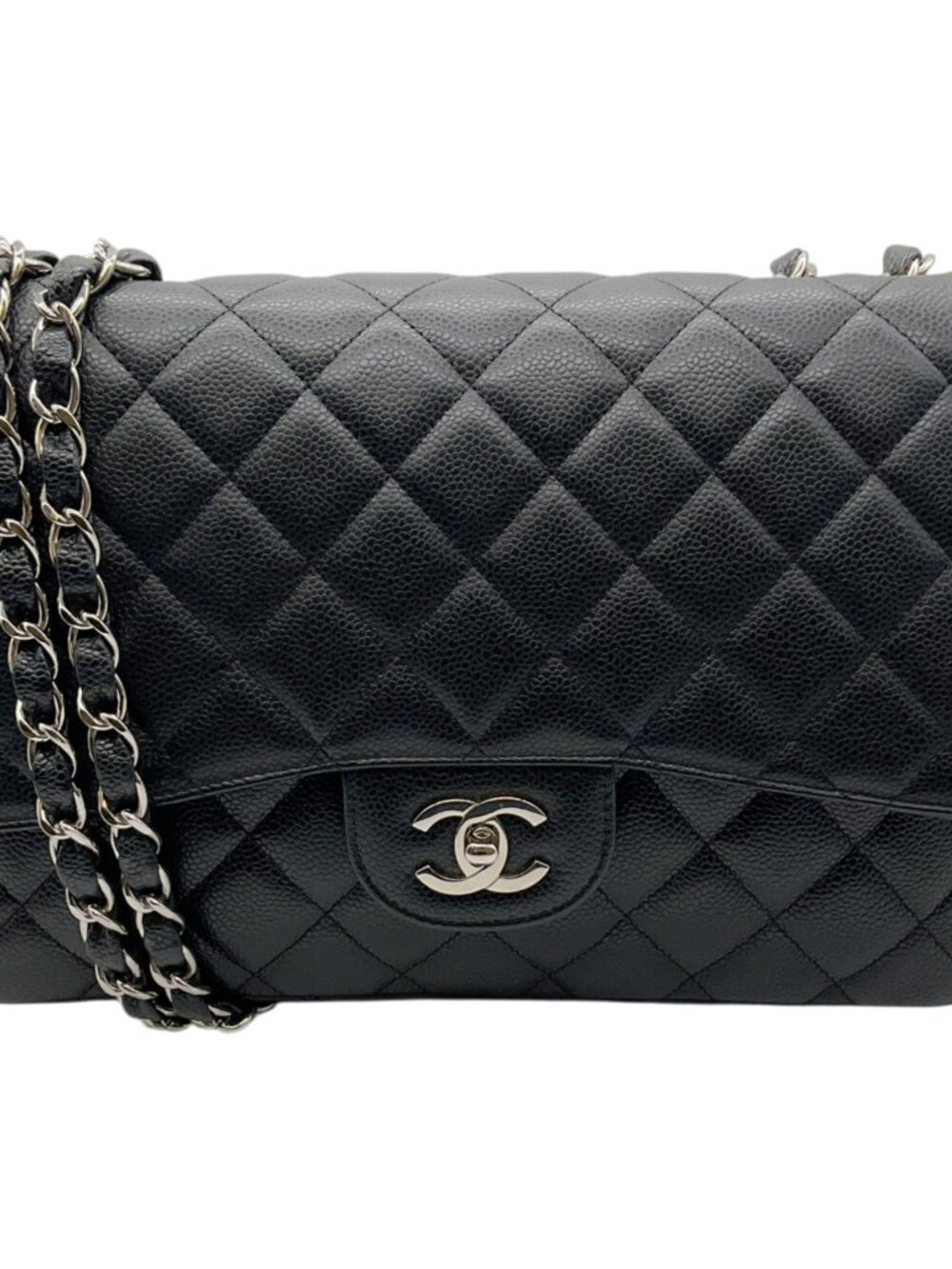 Chanel Black Quilted Caviar Jumbo Single Flap Bag